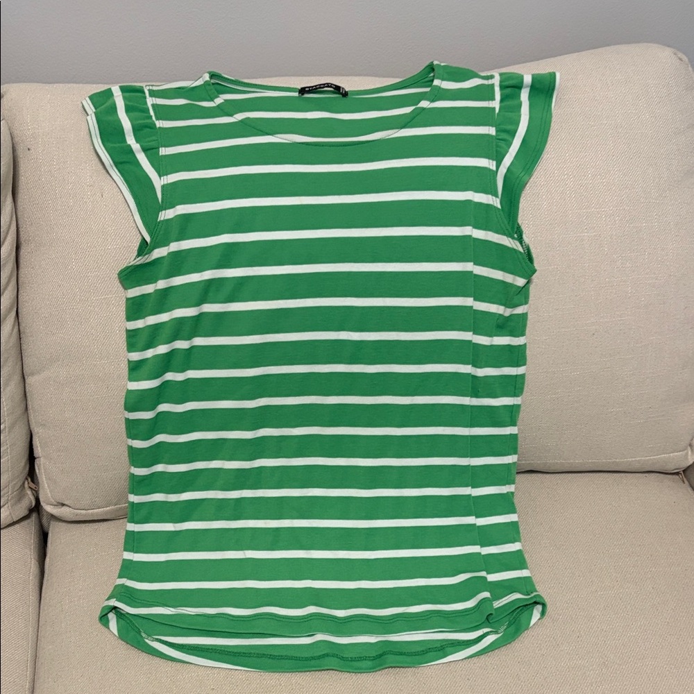 Green Striped Women's Top